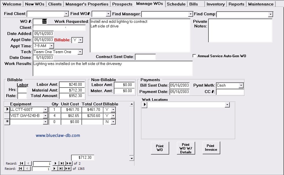 work-order-system-blue-claw-database-development