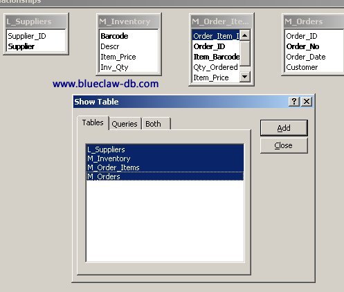 Access Selected Tables