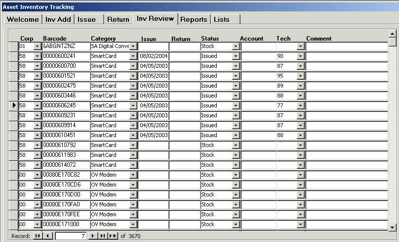 Asset Inventory Tracking